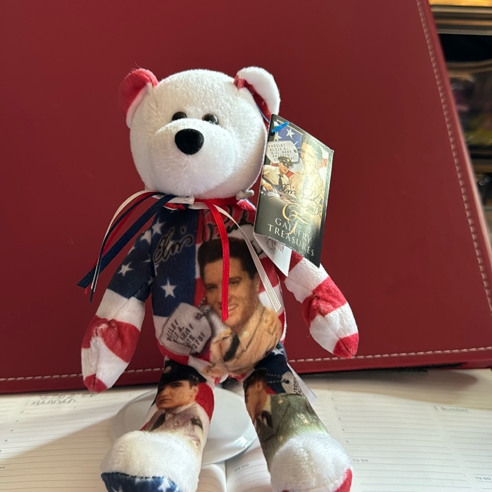 Gallery Treasures 9 inch beanie bear. ELVIS GI blues Limited Edition, issue #001